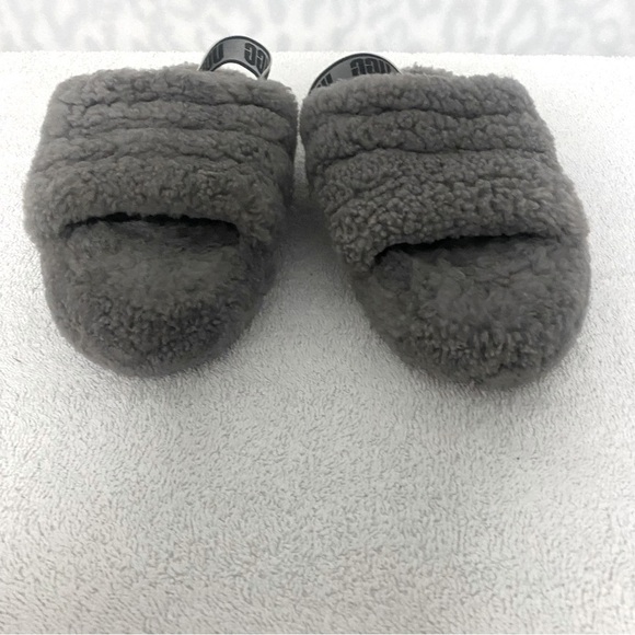 UGG Women’s Size 6 Fluff Yeah Grey Slide Slippers Comfort Faux Fur - Picture 3 of 8